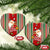 Kiribati Christmas Ceramic Ornament Santa With Gift Bag Behind Ribbons Seamless Red Maori LT03 - Polynesian Pride