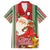 Kiribati Christmas Family Matching Summer Maxi Dress and Hawaiian Shirt Santa With Gift Bag Behind Ribbons Seamless Red Maori LT03 Dad's Shirt - Short Sleeve Red - Polynesian Pride