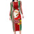 Kiribati Christmas Long Sleeve Bodycon Dress Santa With Gift Bag Behind Ribbons Seamless Red Maori LT03 Long Dress Red - Polynesian Pride