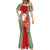 Kiribati Christmas Mermaid Dress Santa With Gift Bag Behind Ribbons Seamless Red Maori LT03 - Polynesian Pride