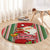 Kiribati Christmas Round Carpet Santa With Gift Bag Behind Ribbons Seamless Red Maori LT03 - Polynesian Pride