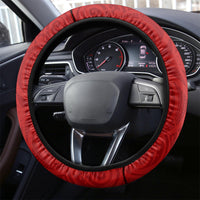 Kiribati Christmas Steering Wheel Cover Santa With Gift Bag Behind Ribbons Seamless Red Maori LT03 - Polynesian Pride