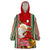 Kiribati Christmas Wearable Blanket Hoodie Santa With Gift Bag Behind Ribbons Seamless Red Maori LT03 One Size Red - Polynesian Pride