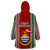 Kiribati Christmas Wearable Blanket Hoodie Santa With Gift Bag Behind Ribbons Seamless Red Maori LT03 - Polynesian Pride