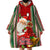 Kiribati Christmas Wearable Blanket Hoodie Santa With Gift Bag Behind Ribbons Seamless Red Maori LT03 - Polynesian Pride