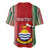 Custom Kiribati Christmas Baseball Jersey Santa With Gift Bag Behind Ribbons Seamless Red Maori LT03 - Polynesian Pride