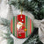 Custom Kiribati Christmas Ceramic Ornament Santa With Gift Bag Behind Ribbons Seamless Red Maori LT03 - Polynesian Pride