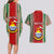 Custom Kiribati Christmas Couples Matching Long Sleeve Bodycon Dress and Hawaiian Shirt Santa With Gift Bag Behind Ribbons Seamless Red Maori LT03 - Polynesian Pride