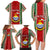 Custom Kiribati Christmas Family Matching Long Sleeve Bodycon Dress and Hawaiian Shirt Santa With Gift Bag Behind Ribbons Seamless Red Maori LT03 - Polynesian Pride