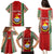 Custom Kiribati Christmas Family Matching Puletasi Dress and Hawaiian Shirt Santa With Gift Bag Behind Ribbons Seamless Red Maori LT03 - Polynesian Pride