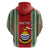 Custom Kiribati Christmas Hoodie Santa With Gift Bag Behind Ribbons Seamless Red Maori LT03 - Polynesian Pride