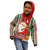 Custom Kiribati Christmas Kid Hoodie Santa With Gift Bag Behind Ribbons Seamless Red Maori LT03 - Polynesian Pride