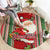 Custom Kiribati Christmas Round Carpet Santa With Gift Bag Behind Ribbons Seamless Red Maori LT03 - Polynesian Pride