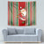 Custom Kiribati Christmas Tapestry Santa With Gift Bag Behind Ribbons Seamless Red Maori LT03 - Polynesian Pride