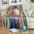 Kiribati Christmas Blanket Santa With Gift Bag Behind Ribbons Seamless Blue Maori LT03 - Polynesian Pride