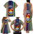 Kiribati Christmas Family Matching Tank Maxi Dress and Hawaiian Shirt Santa With Gift Bag Behind Ribbons Seamless Blue Maori LT03 - Polynesian Pride