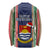 Kiribati Christmas Long Sleeve Shirt Santa With Gift Bag Behind Ribbons Seamless Blue Maori LT03 - Polynesian Pride