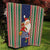 Kiribati Christmas Quilt Santa With Gift Bag Behind Ribbons Seamless Blue Maori LT03 - Polynesian Pride