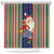 Kiribati Christmas Shower Curtain Santa With Gift Bag Behind Ribbons Seamless Blue Maori LT03 Blue - Polynesian Pride