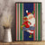 Custom Kiribati Christmas Canvas Wall Art Santa With Gift Bag Behind Ribbons Seamless Blue Maori LT03 - Polynesian Pride