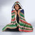 Custom Kiribati Christmas Hooded Blanket Santa With Gift Bag Behind Ribbons Seamless Blue Maori LT03 - Polynesian Pride