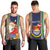 Custom Kiribati Christmas Men Tank Top Santa With Gift Bag Behind Ribbons Seamless Blue Maori LT03 - Polynesian Pride