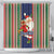 Custom Kiribati Christmas Shower Curtain Santa With Gift Bag Behind Ribbons Seamless Blue Maori LT03 - Polynesian Pride