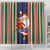 Custom Kiribati Christmas Shower Curtain Santa With Gift Bag Behind Ribbons Seamless Blue Maori LT03 - Polynesian Pride