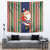 Custom Kiribati Christmas Tapestry Santa With Gift Bag Behind Ribbons Seamless Blue Maori LT03 - Polynesian Pride