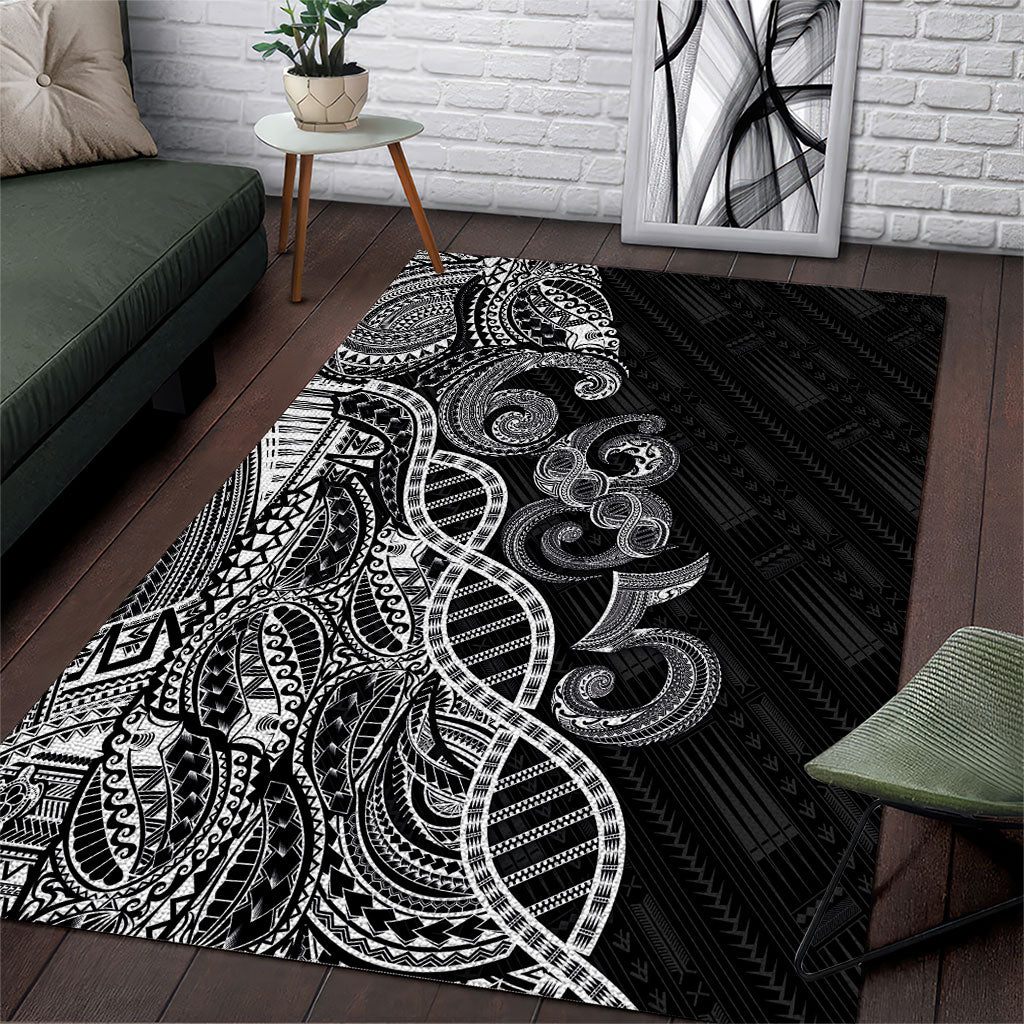 Samoan Traditional Tattoo 685 Area Rug Tribal Tatau DNA Black Color