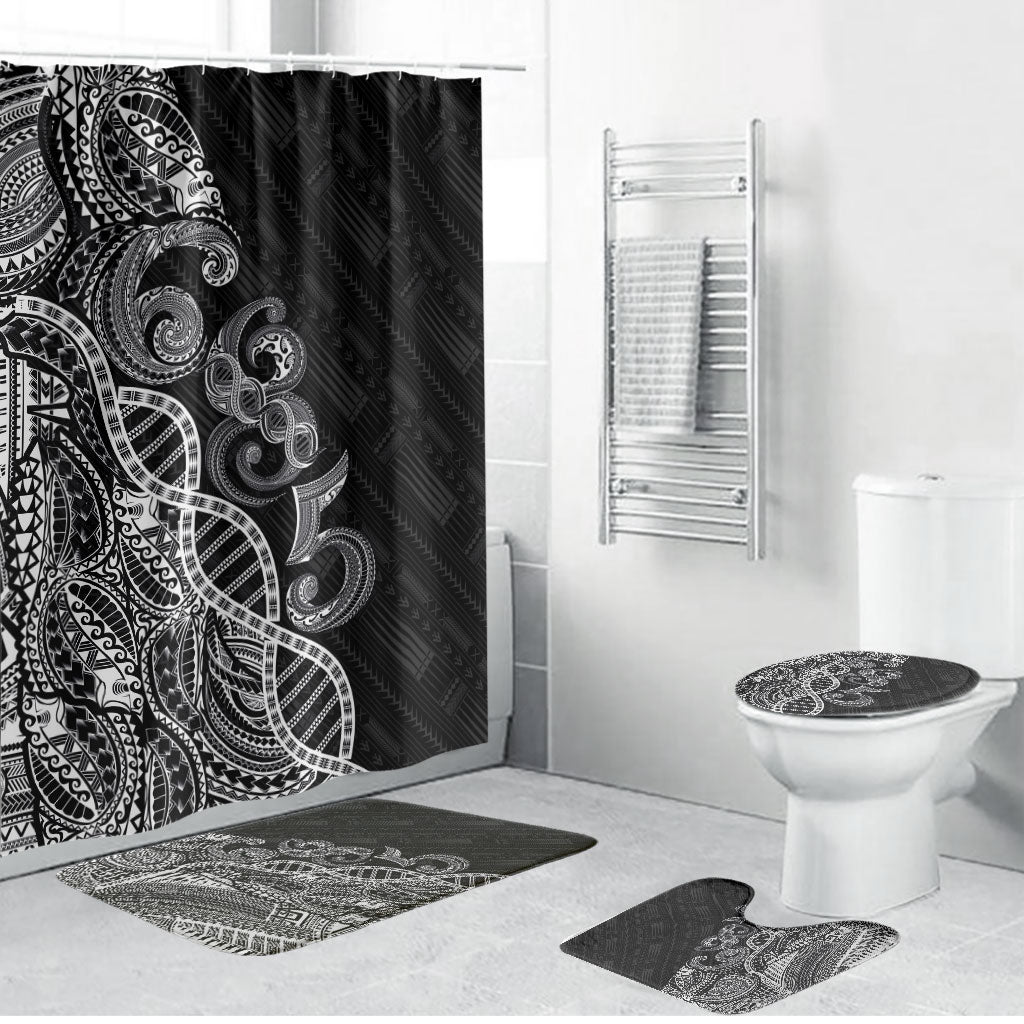 Samoan Traditional Tattoo 685 Bathroom Set Tribal Tatau DNA Black Color