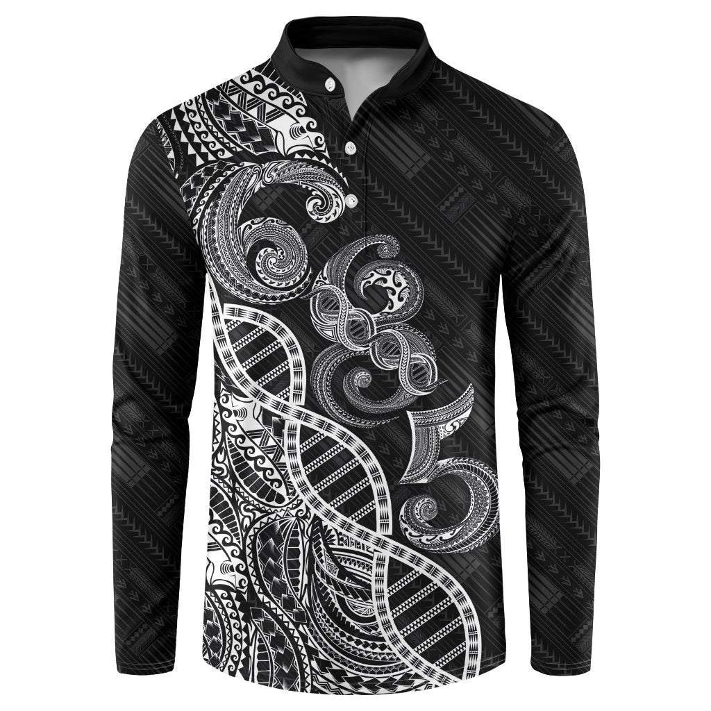 Samoan Traditional Tattoo 685 Button Sweatshirt Tribal Tatau DNA Black Color