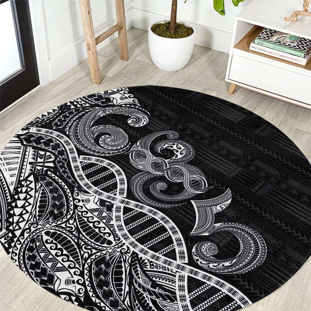 Samoan Traditional Tattoo 685 Round Carpet Tribal Tatau DNA Black Color LT03 Black - Polynesian Pride