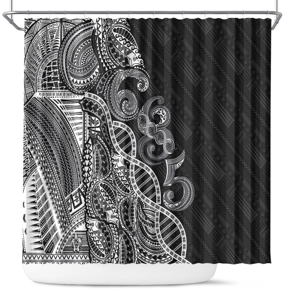 Samoan Traditional Tattoo 685 Shower Curtain Tribal Tatau DNA Black Color