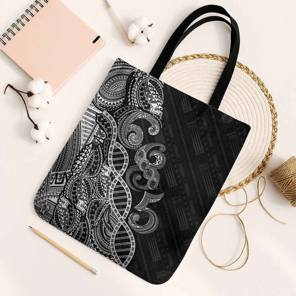 Samoan Traditional Tattoo 685 Tote Bag Tribal Tatau DNA Black Color