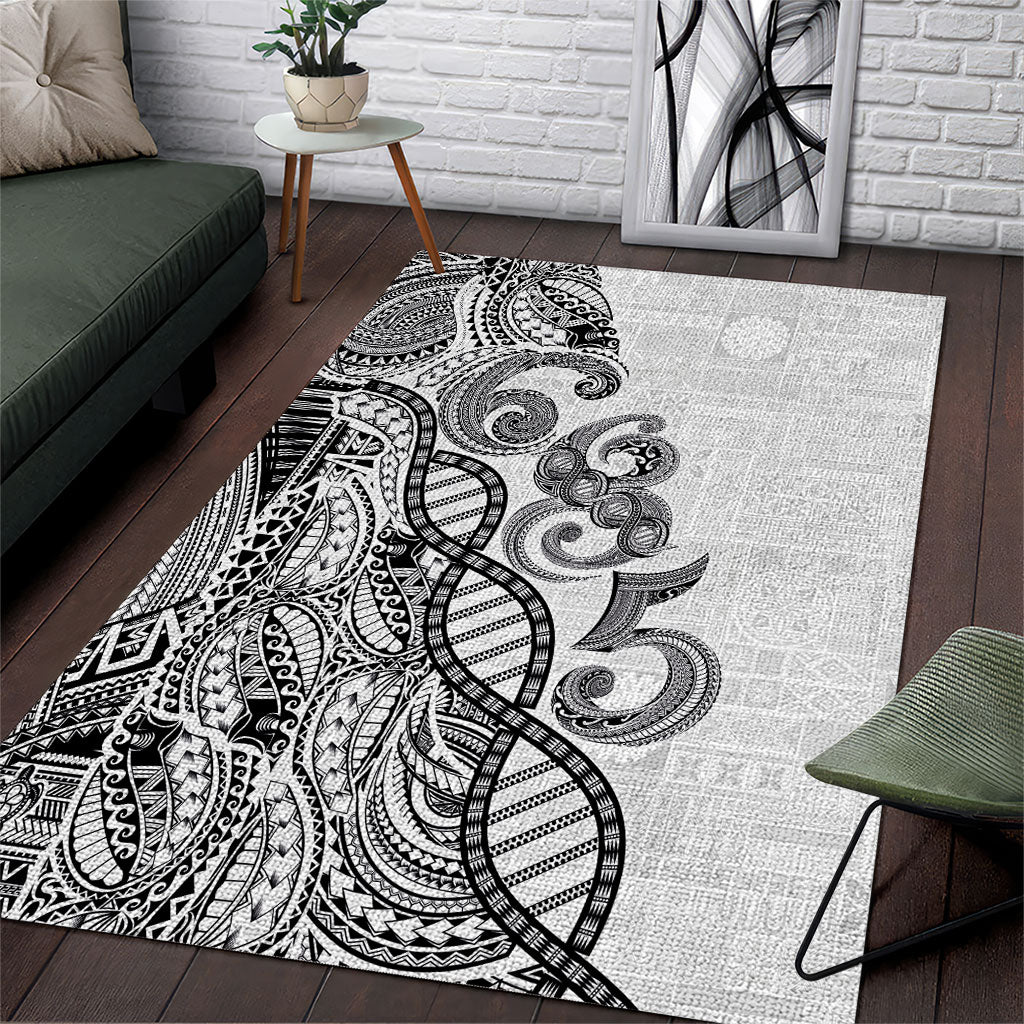 Samoan Traditional Tattoo 685 Area Rug Tribal Tatau DNA White Color