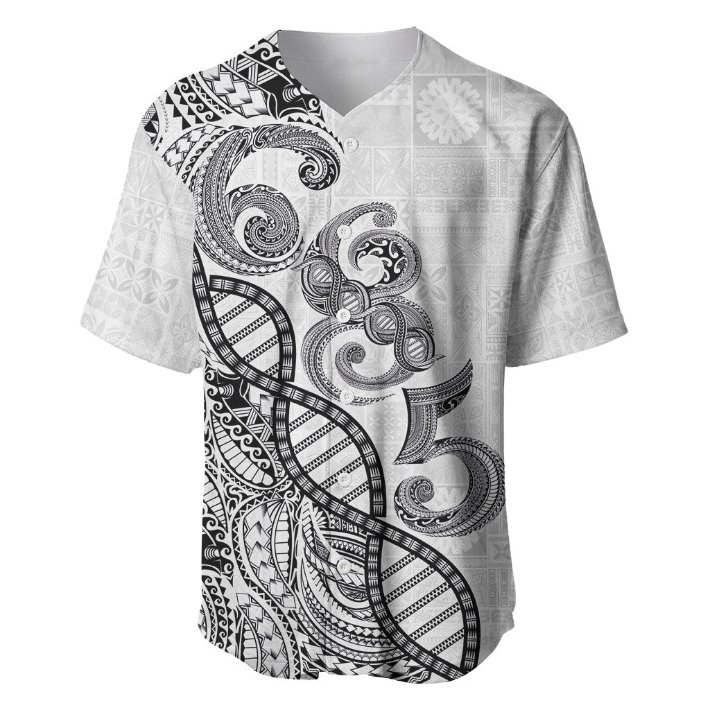 Samoan Traditional Tattoo 685 Baseball Jersey Tribal Tatau DNA White Color LT03 White - Polynesian Pride