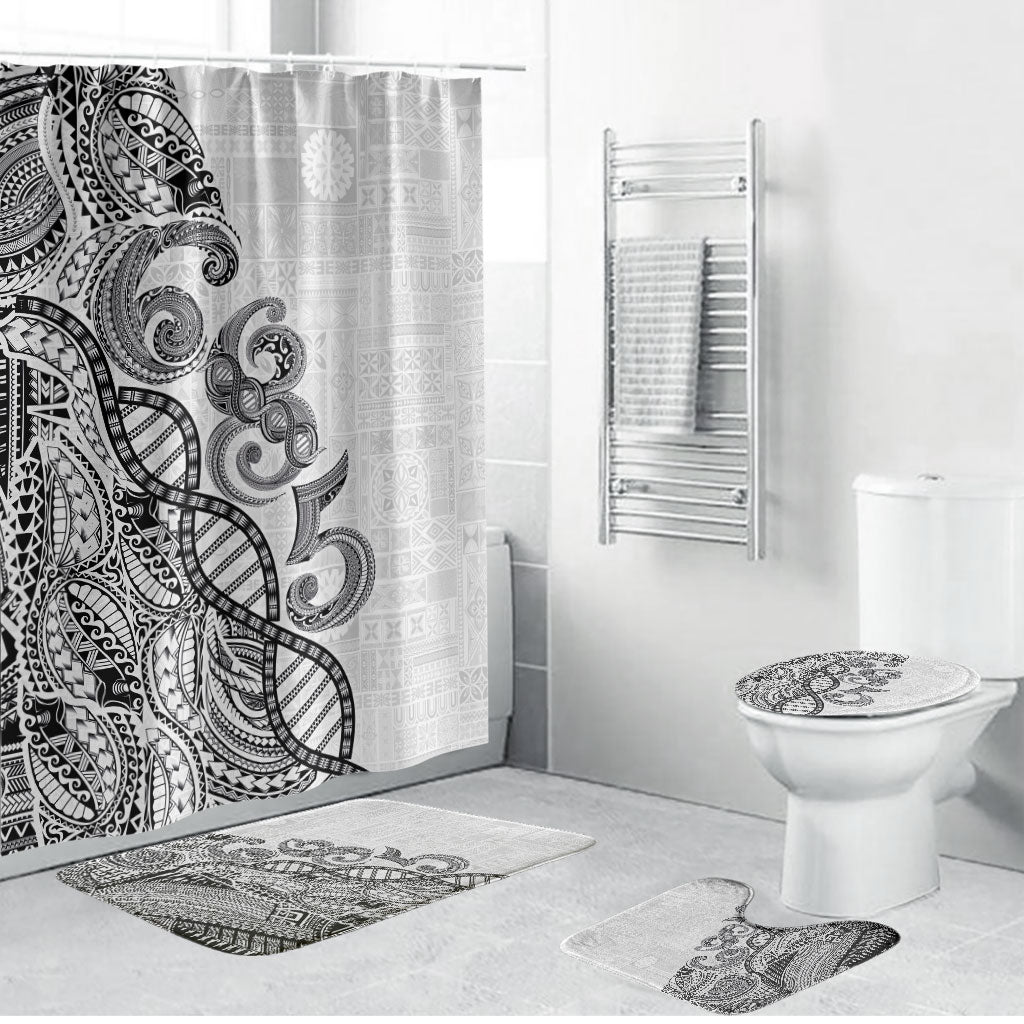 Samoan Traditional Tattoo 685 Bathroom Set Tribal Tatau DNA White Color