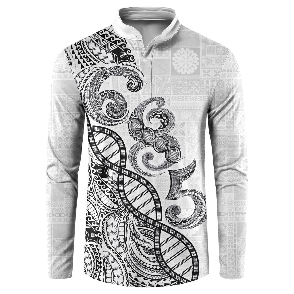 Samoan Traditional Tattoo 685 Button Sweatshirt Tribal Tatau DNA White Color