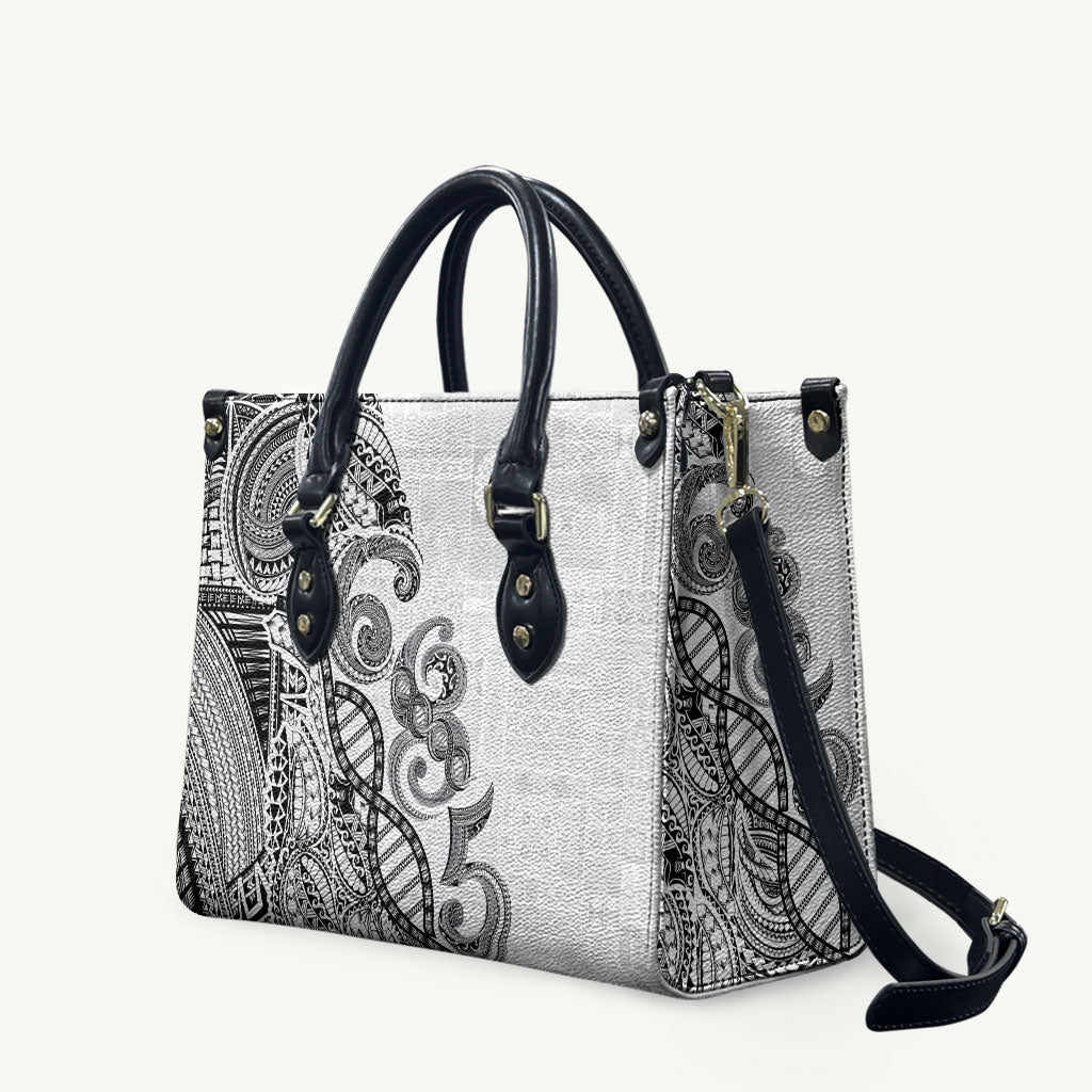 Samoan Traditional Tattoo 685 Leather Bag Tribal Tatau DNA White Color