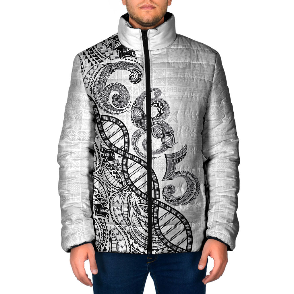 Samoan Traditional Tattoo 685 Padded Jacket Tribal Tatau DNA White Color
