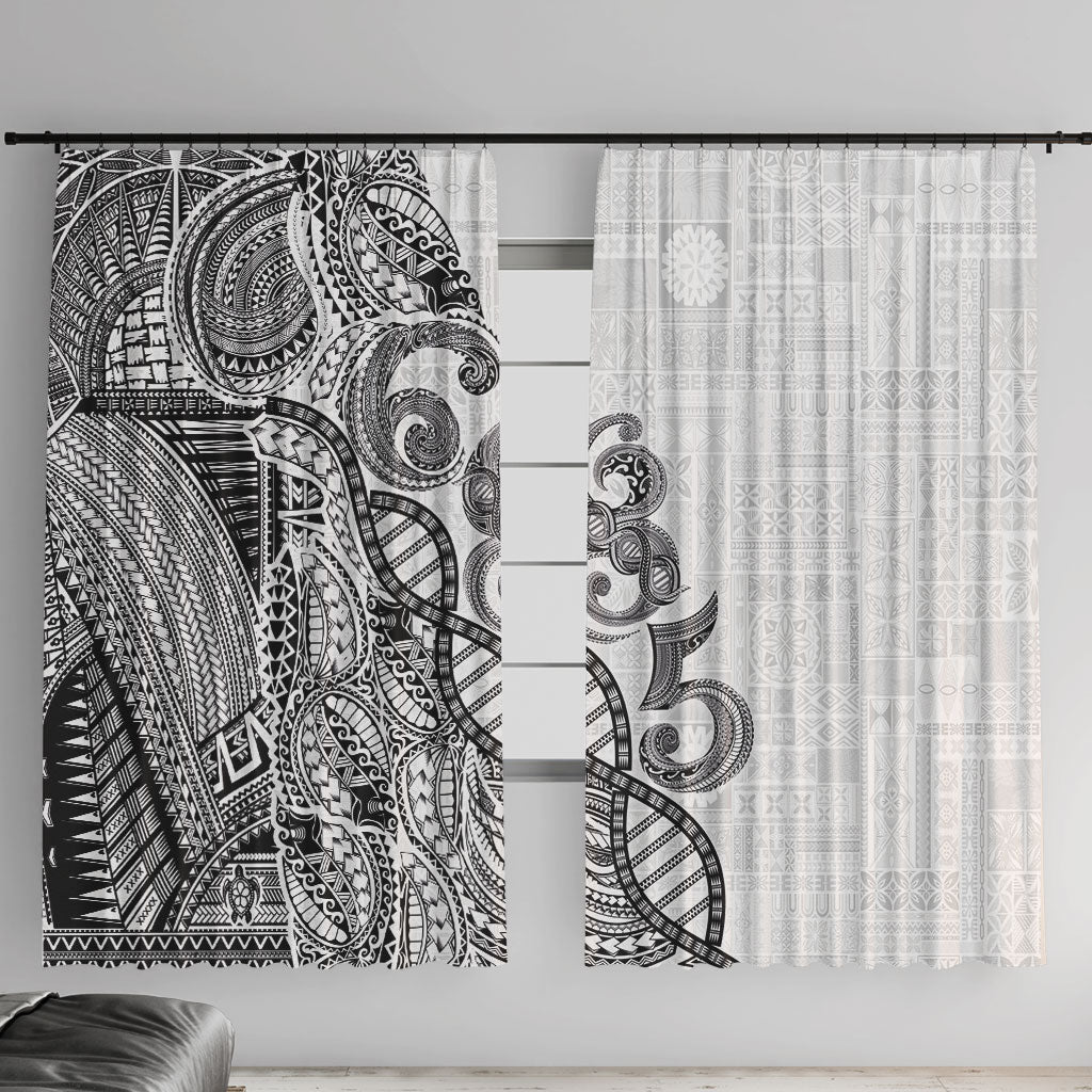 Samoan Traditional Tattoo 685 Window Curtain Tribal Tatau DNA White Color
