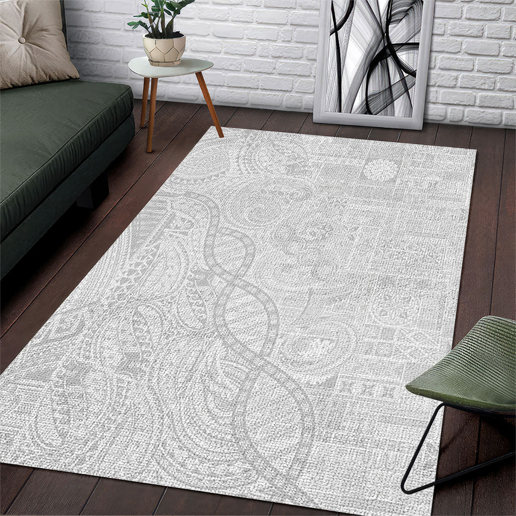 Samoan Traditional Tattoo 685 Area Rug Tribal Tatau DNA All-White