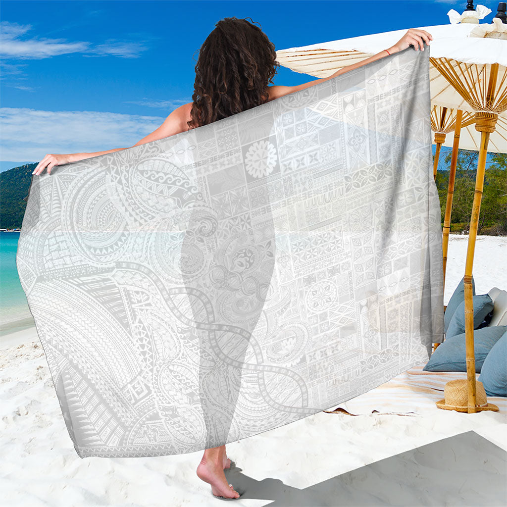 Samoan Traditional Tattoo 685 Sarong Tribal Tatau DNA All-White LT03 One Size 44 x 66 inches White - Polynesian Pride