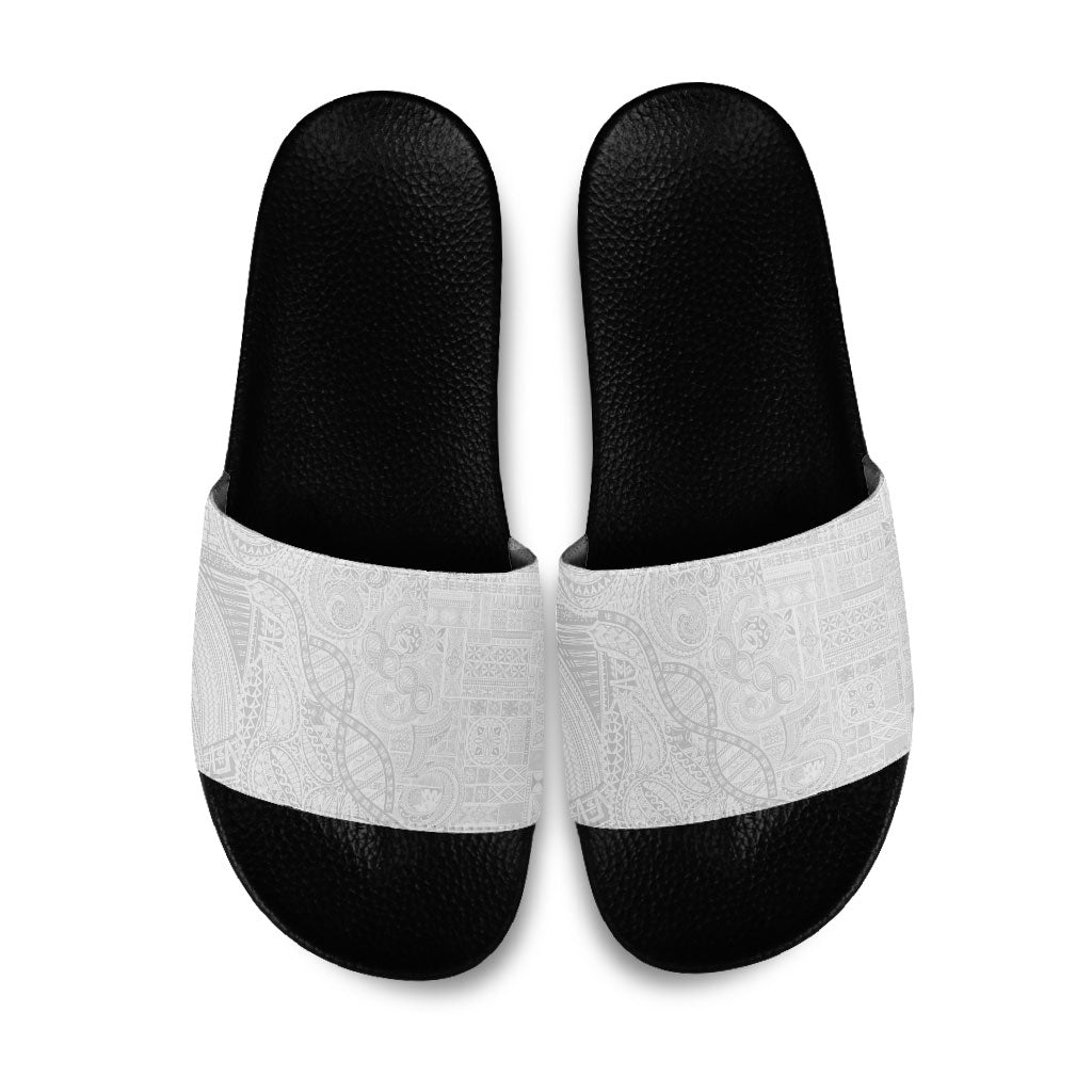 Samoan Traditional Tattoo 685 Slide Sandals Tribal Tatau DNA All-White LT03 White - Polynesian Pride