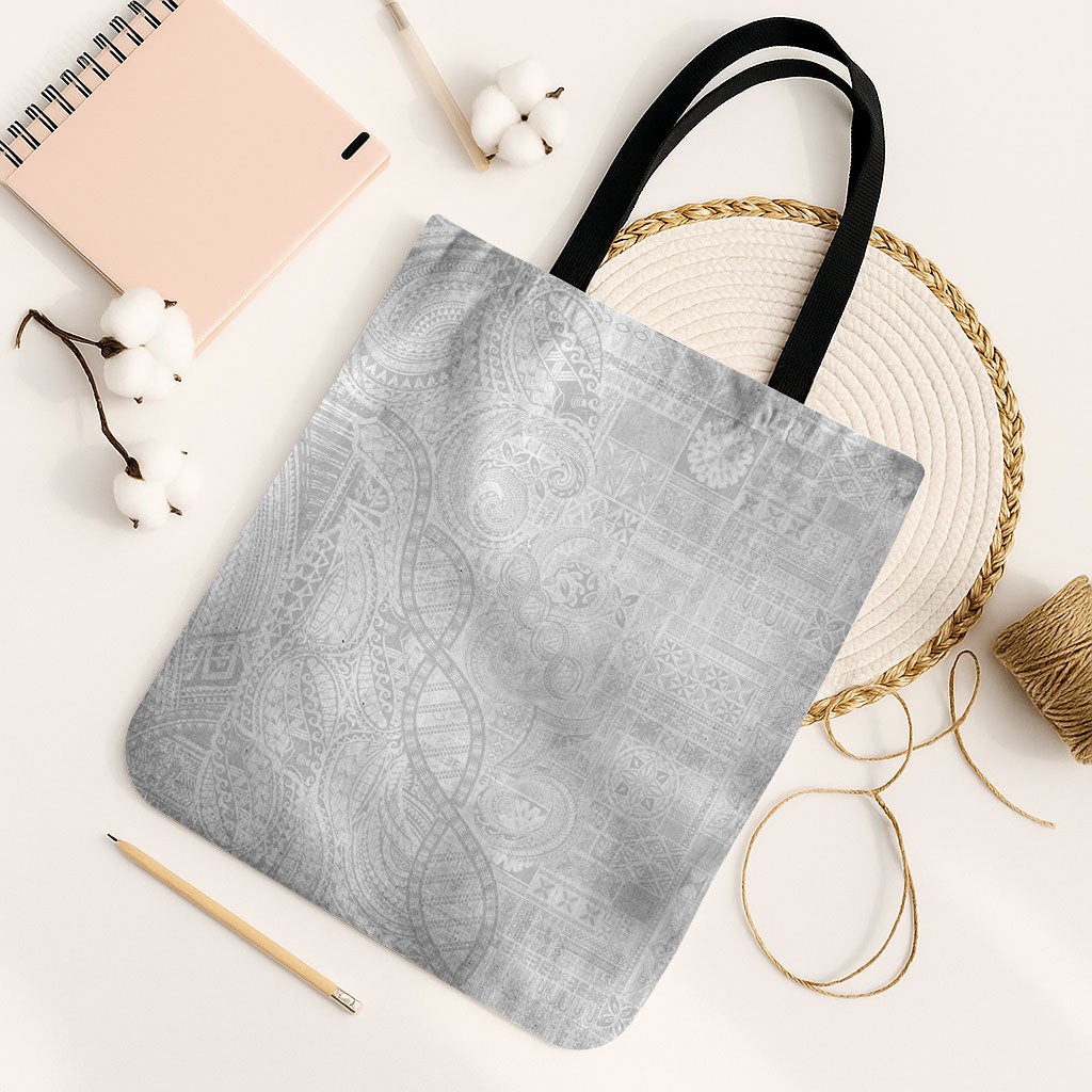 Samoan Traditional Tattoo 685 Tote Bag Tribal Tatau DNA All-White