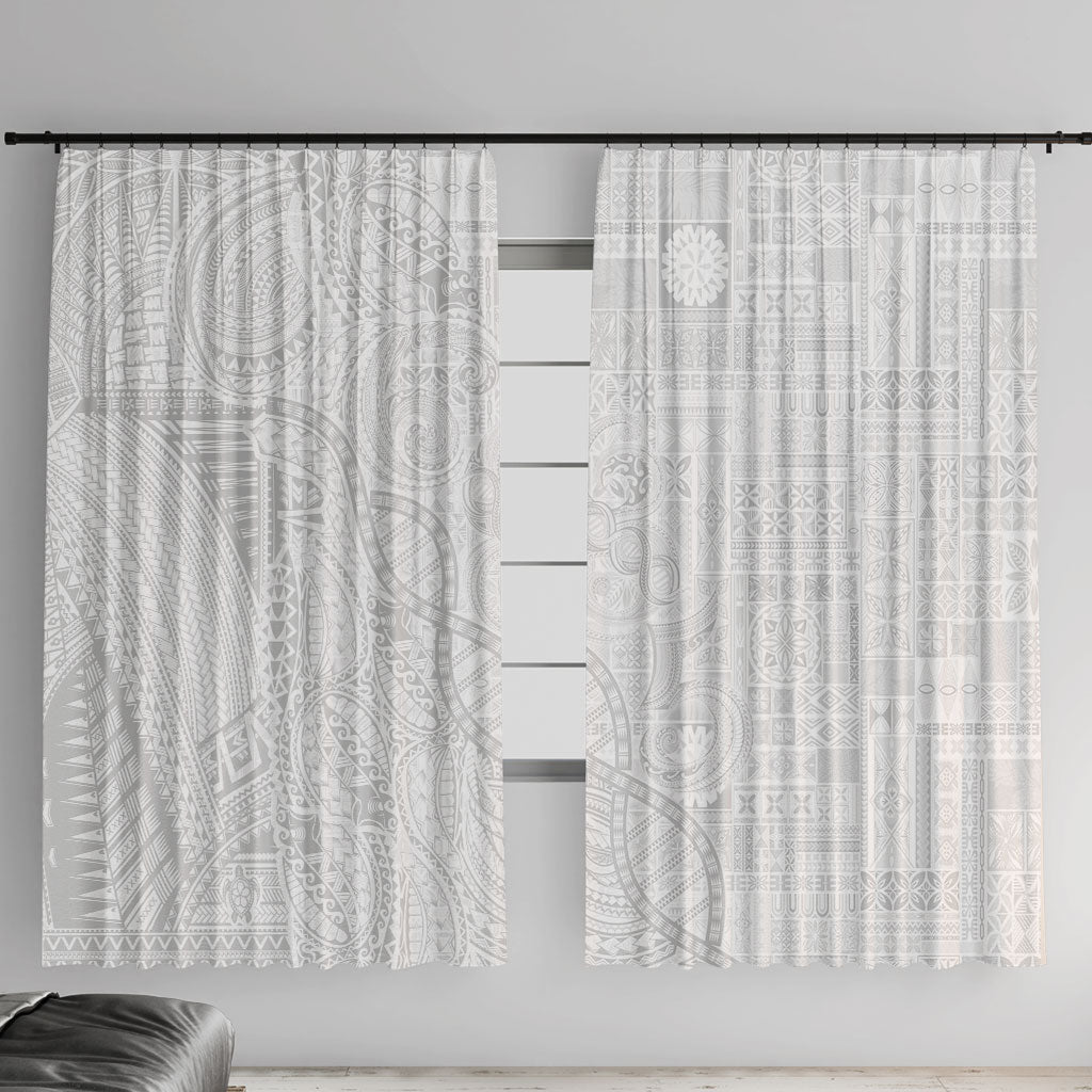 Samoan Traditional Tattoo 685 Window Curtain Tribal Tatau DNA All-White