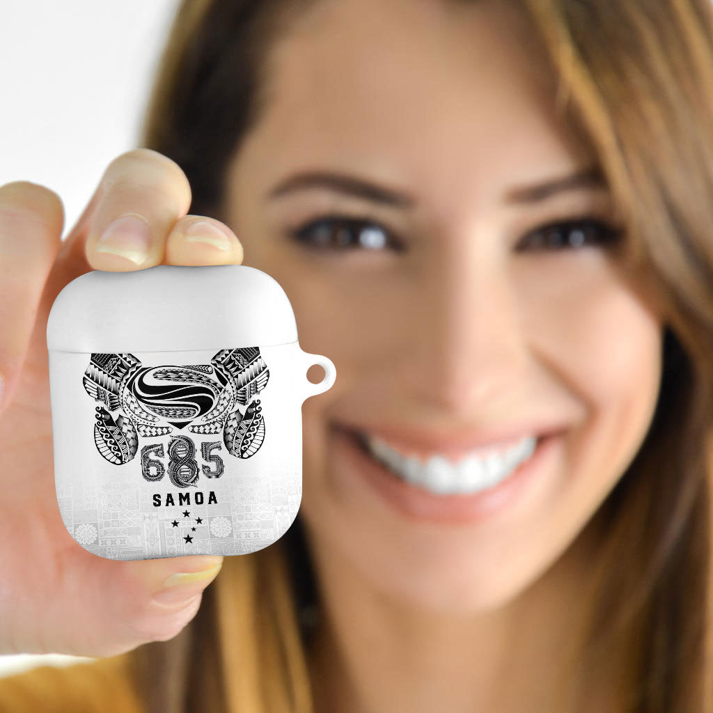 Super Samoa 685 Tribal Tattoo AirPods Case Siapo Pattern White Edition LT03 - Polynesian Pride