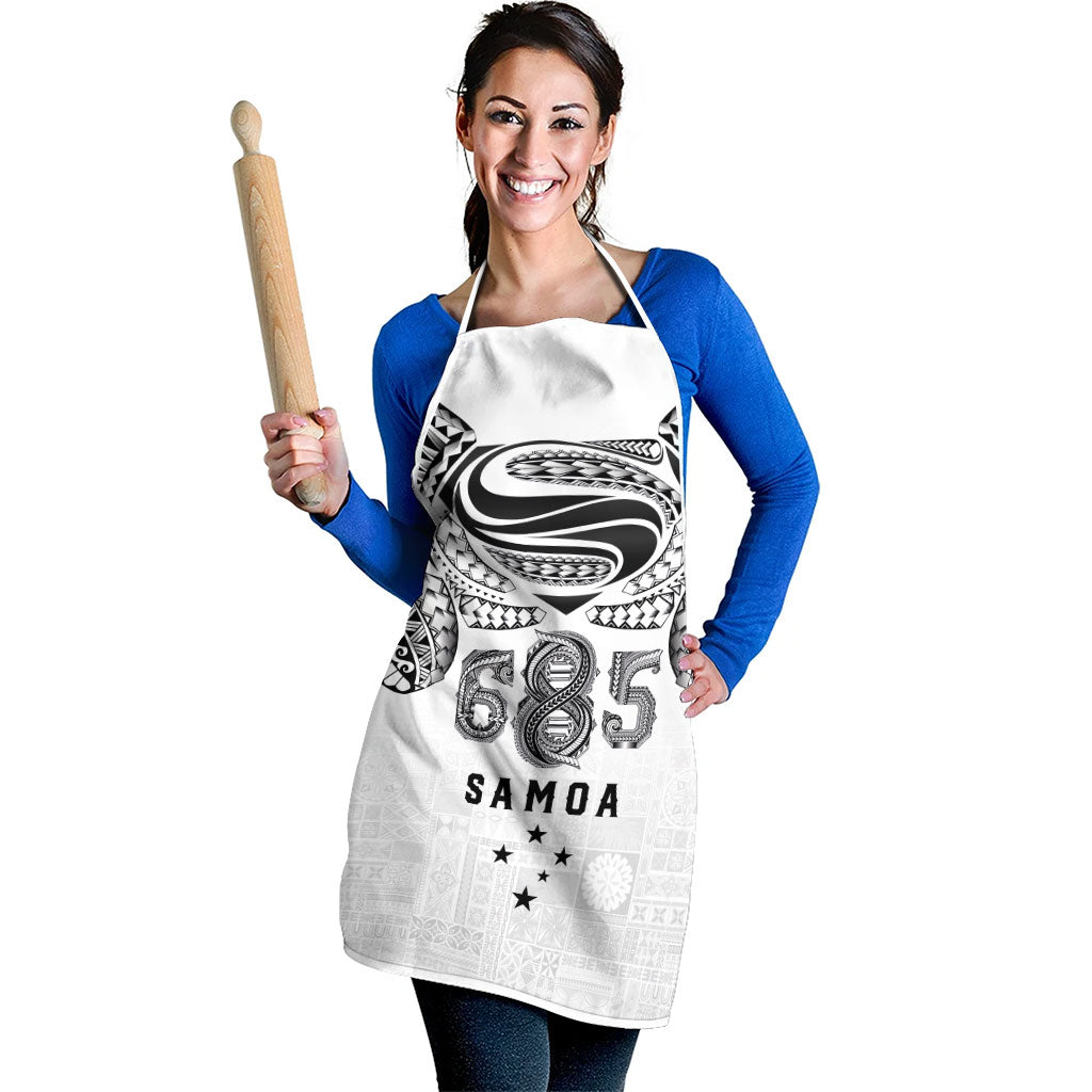 Super Samoa 685 Tribal Tattoo Apron Siapo Pattern White Edition