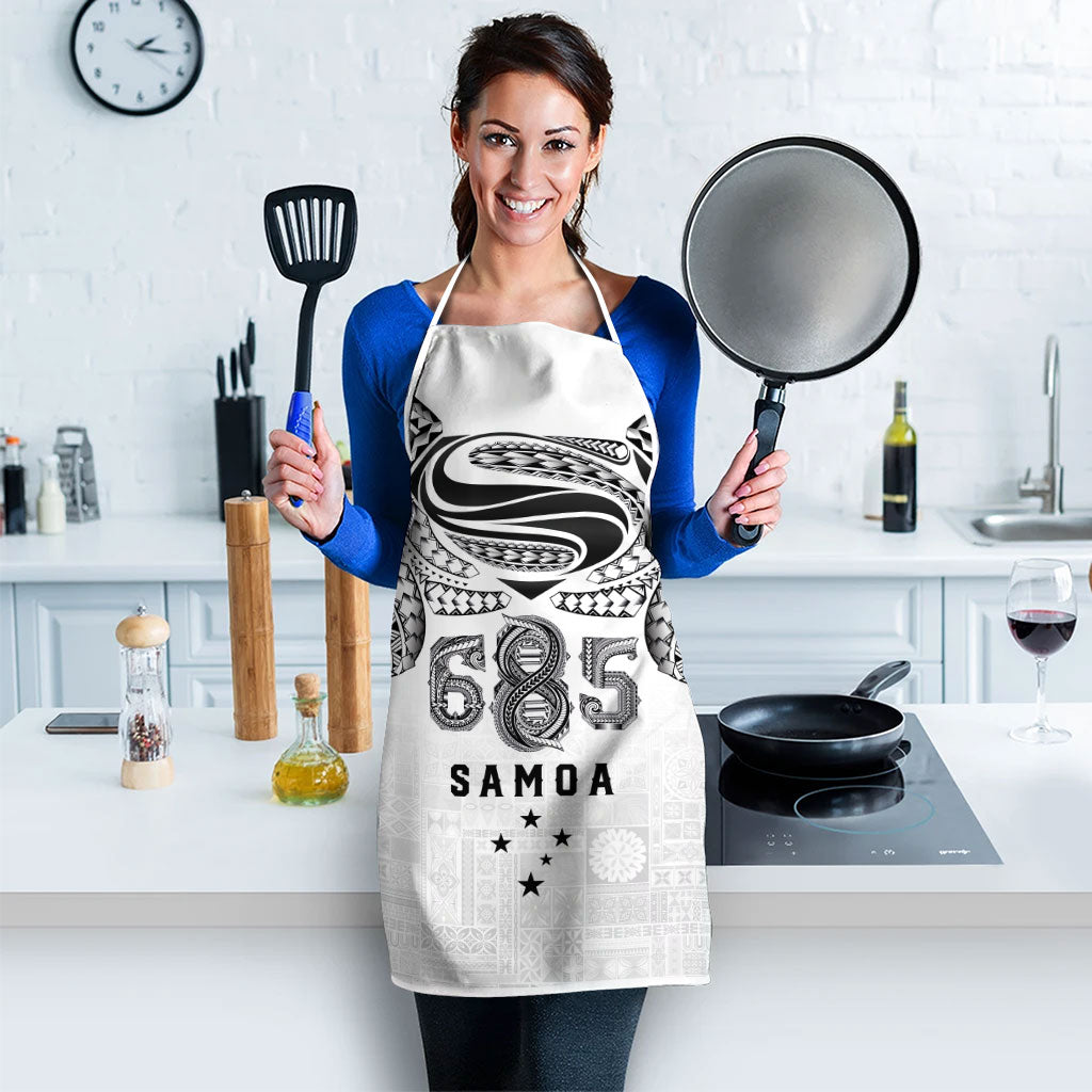 Super Samoa 685 Tribal Tattoo Apron Siapo Pattern White Edition